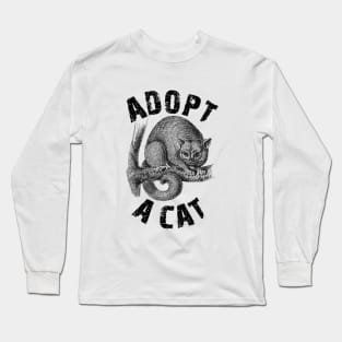 Adopt a Cat Funny Opossum Black&White Long Sleeve T-Shirt